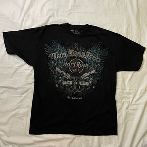 HARD ROCK CAFE-  HOLLYWOOD BLACK W/GREAT GRAPHICS/ LOGO T-SHIRT 3X-LARGE